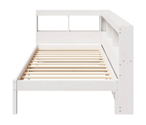 Cama con estantería sin colchón madera maciza blanca 100x200 cm