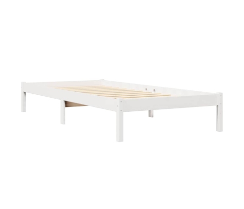 Cama con estantería sin colchón madera maciza blanca 100x200 cm