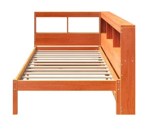 Cama con estantería sin colchón madera maciza marrón 100x200 cm