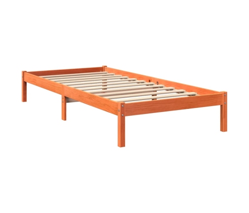 Cama con estantería sin colchón madera maciza marrón 100x200 cm