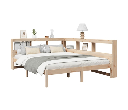 Cama con estantería sin colchón madera maciza de pino 140x190cm