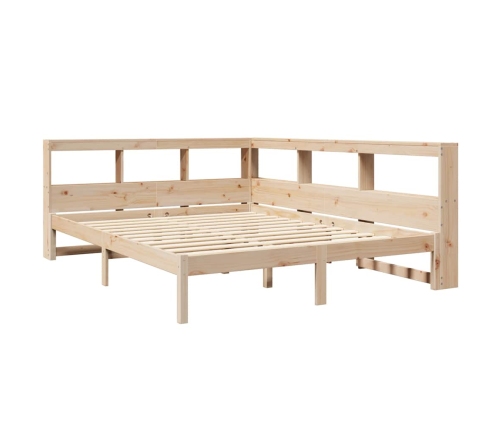 Cama con estantería sin colchón madera maciza de pino 140x190cm