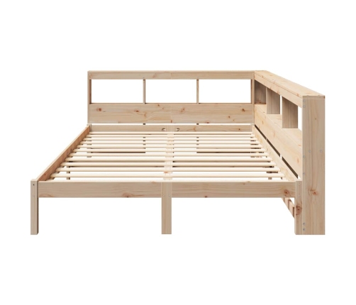 Cama con estantería sin colchón madera maciza de pino 140x190cm