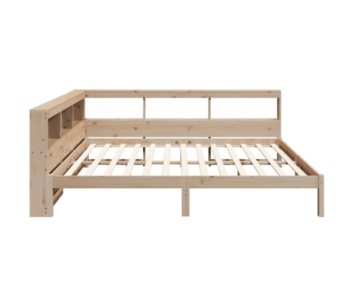 Cama con estantería sin colchón madera maciza de pino 140x190cm