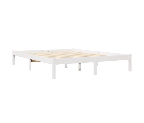 Cama con estantería sin colchón madera maciza blanca 140x190 cm