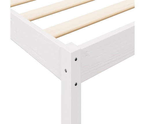 Cama con estantería sin colchón madera maciza blanca 140x190 cm