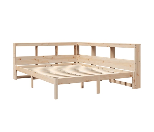 Cama con estantería sin colchón madera maciza de pino 135x190cm