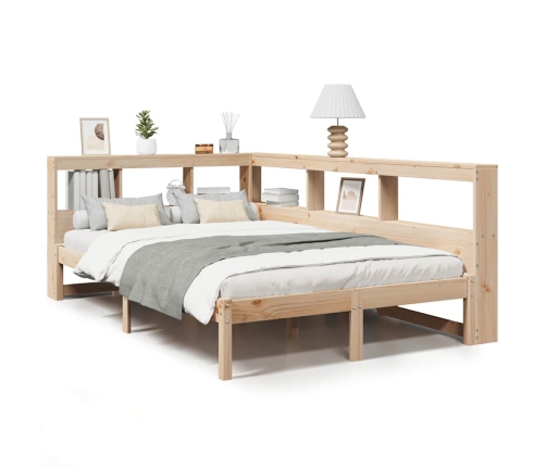 Cama con estantería sin colchón madera maciza de pino 120x190cm