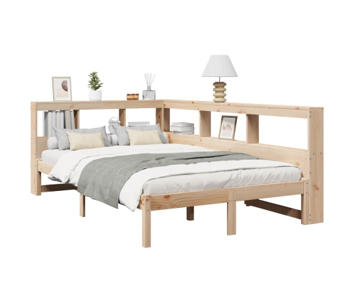 Cama con estantería sin colchón madera maciza de pino 120x190cm