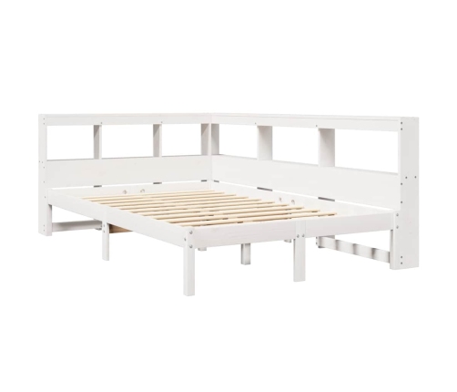 Cama con estantería sin colchón madera maciza blanca 120x190 cm