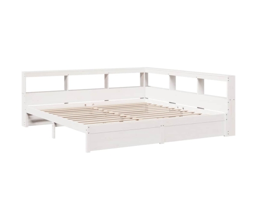 Cama con estantería sin colchón madera maciza blanca 180x200 cm