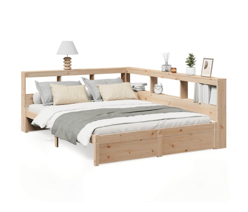 Cama con estantería sin colchón madera maciza de pino 150x200cm