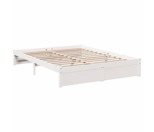 Cama con estantería sin colchón madera maciza blanca 150x200 cm