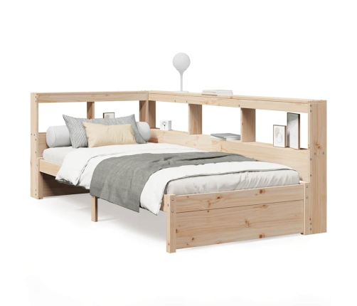 Cama con estantería sin colchón madera maciza de pino 90x200 cm