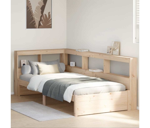 Cama con estantería sin colchón madera maciza de pino 90x200 cm