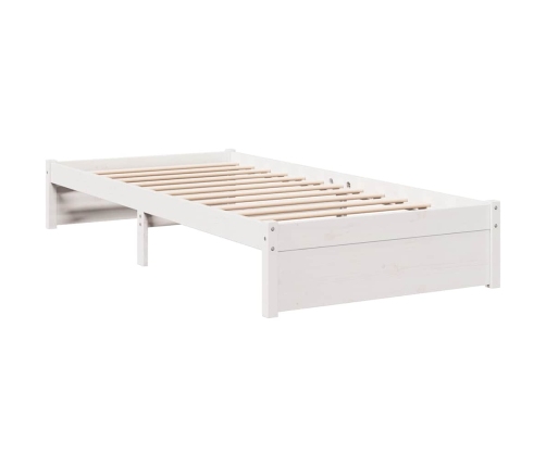 Cama con estantería sin colchón madera maciza blanco 90x200 cm