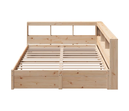 Cama con estantería sin colchón madera maciza de pino 140x190cm