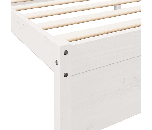 Cama con estantería sin colchón madera maciza blanca 140x190 cm