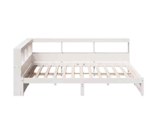 Cama con estantería sin colchón madera maciza blanca 135x190 cm