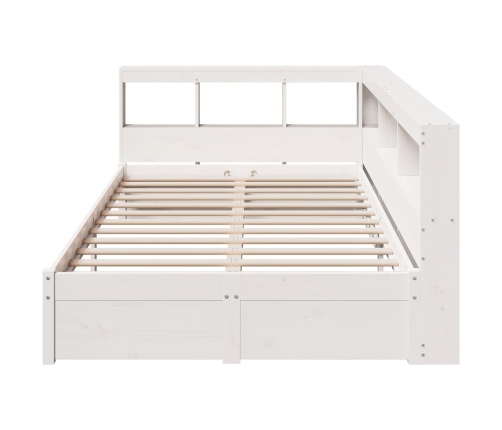 Cama con estantería sin colchón madera maciza blanca 120x190 cm