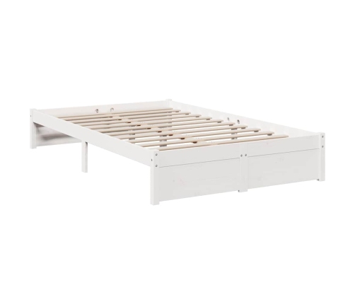 Cama con estantería sin colchón madera maciza blanca 120x190 cm