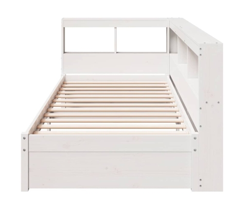 Cama con estantería sin colchón madera maciza blanca 75x190 cm