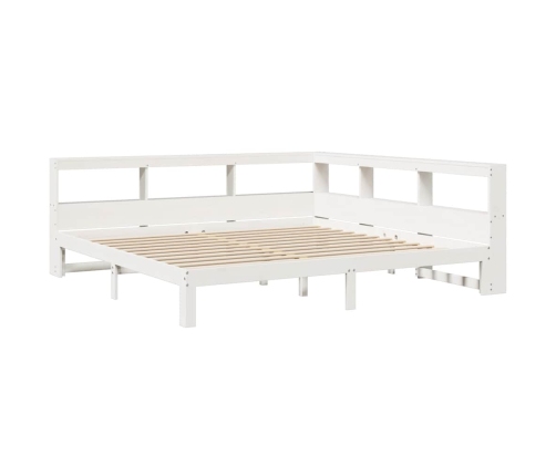 Cama con estantería sin colchón madera maciza blanca 200x200 cm