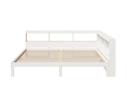 Cama con estantería sin colchón madera maciza blanca 200x200 cm