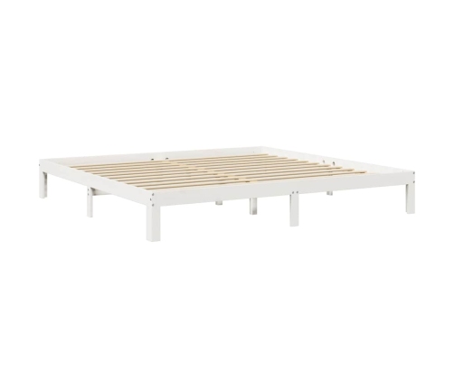 Cama con estantería sin colchón madera maciza blanca 200x200 cm