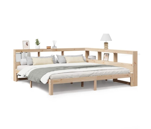 Cama con estantería sin colchón madera maciza de pino 180x200cm