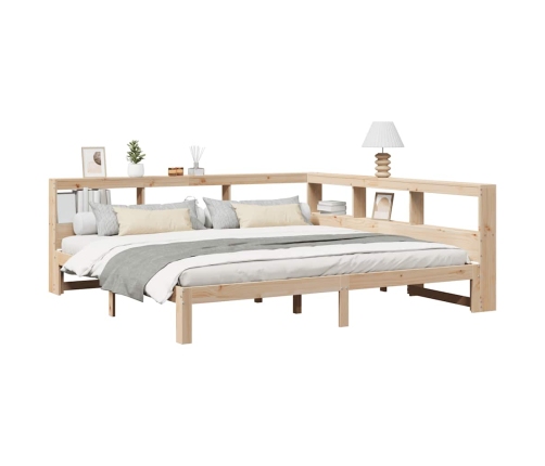 Cama con estantería sin colchón madera maciza de pino 180x200cm