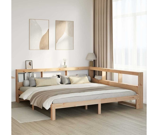 Cama con estantería sin colchón madera maciza de pino 180x200cm