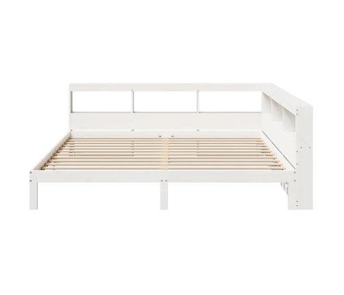 Cama con estantería sin colchón madera maciza blanca 180x200 cm