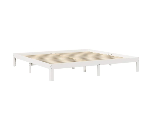 Cama con estantería sin colchón madera maciza blanca 180x200 cm