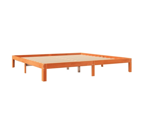 Cama con estantería sin colchón madera maciza marrón 180x200cm