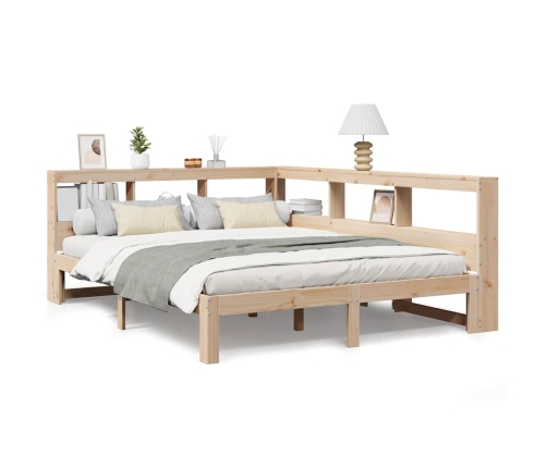 Cama con estantería sin colchón madera maciza de pino 150x200cm