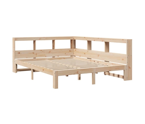 Cama con estantería sin colchón madera maciza de pino 150x200cm