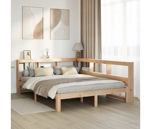 Cama con estantería sin colchón madera maciza de pino 150x200cm