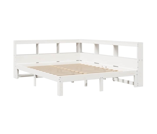 Cama con estantería sin colchón madera maciza blanca 150x200 cm