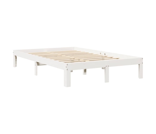 Cama con estantería sin colchón madera maciza blanca 120x200 cm