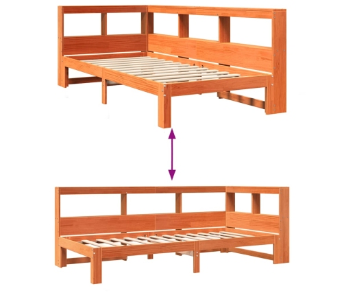 Cama con estantería sin colchón madera maciza marrón 100x200 cm