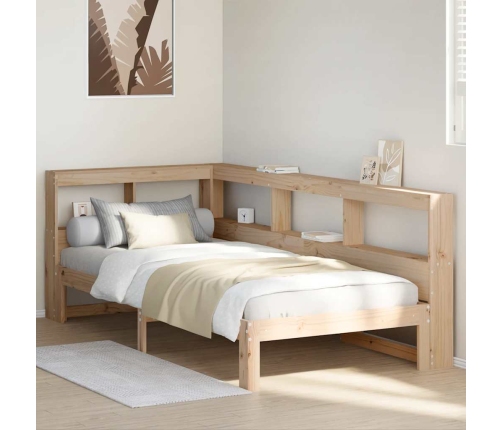 Cama con estantería sin colchón madera maciza de pino 90x200 cm