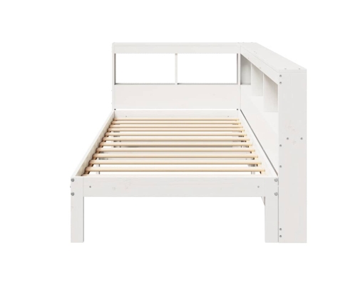 Cama con estantería sin colchón madera maciza blanco 90x200 cm