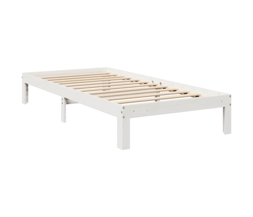 Cama con estantería sin colchón madera maciza blanco 90x200 cm