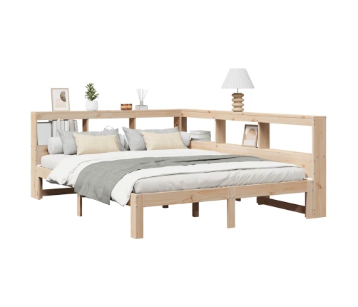 Cama con estantería sin colchón madera maciza de pino 140x190cm