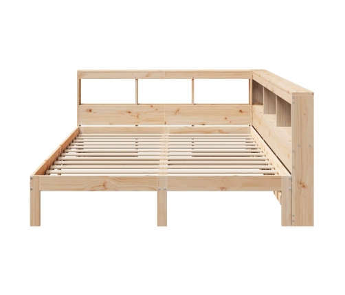 Cama con estantería sin colchón madera maciza de pino 140x190cm