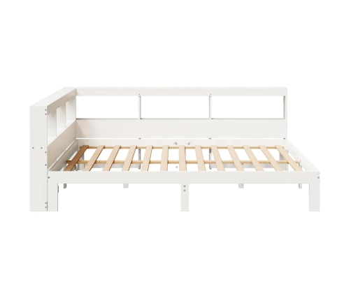 Cama con estantería sin colchón madera maciza blanca 140x190 cm