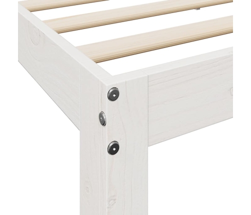 Cama con estantería sin colchón madera maciza blanca 140x190 cm