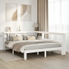 Cama con estantería sin colchón madera maciza blanca 140x190 cm