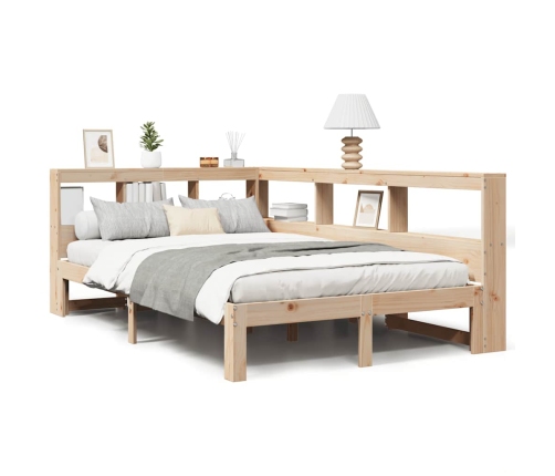 Cama con estantería sin colchón madera maciza de pino 135x190cm